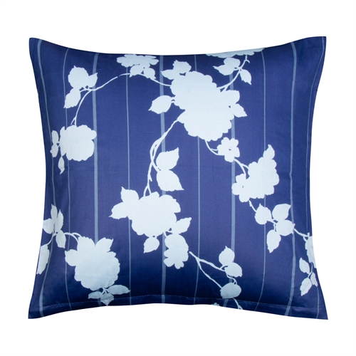 Extra zacht kussensloop 60x63 cm - 100% katoensatijn - Bloemig blauw kussensloop - 300 TC kussensloop van By Borg