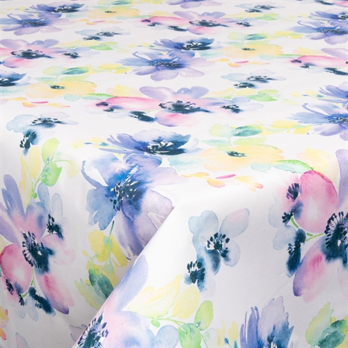 Textiel wasdoek met acrylcoating - 30 meter op rol - Flower blue - 140 cm brede textieldoek