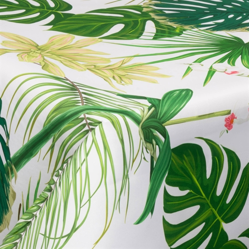 Textiel wasdoek met acrylcoating - 30 meter op rol - Big green leaves - 140 cm brede textieldoek
