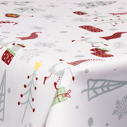Textiel wasdoek met acrylcoating - 30 meter op rol - Met kerstmotief - Christmas gnome - 140 cm brede textieldoek