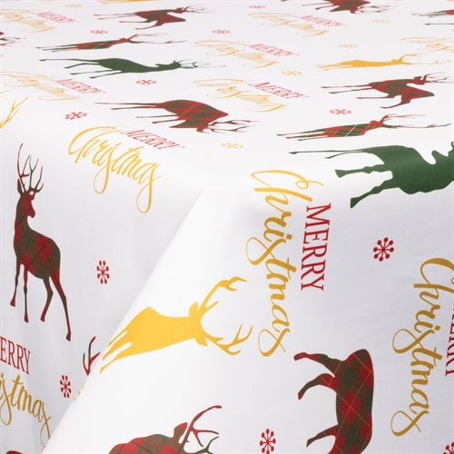 Textiel wasdoek met acrylcoating - Met kerstmotief - Merry Christmas - 140 cm breed - Op maat