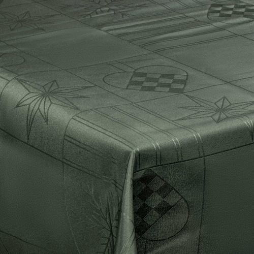 Kerstdoek - 140x240 cm - Groen met harten en sterren - Jacquard geweven tafeldoek - Exclusieve doek