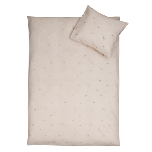 Baby beddengoed 70x100 cm - Beige baby bedset met konijntjes - 100% zacht katoenen beddengoed - Nordstrand Home