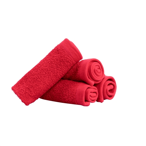 Wasdoeken 4-pack - 100% Zacht katoen met hoge absorptievermogen - 30x30 cm - Rode wasdoeken van het Deense merk By Borg