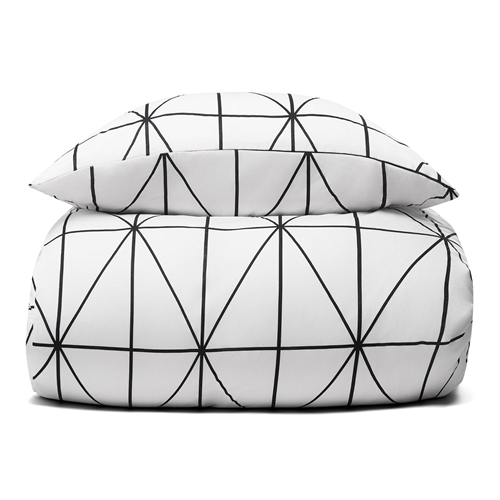 100% katoenen beddengoed - 140x200 cm - Wit beddengoedset met harlekijnpatroon - Nordstrand Home dekbedovertrek
