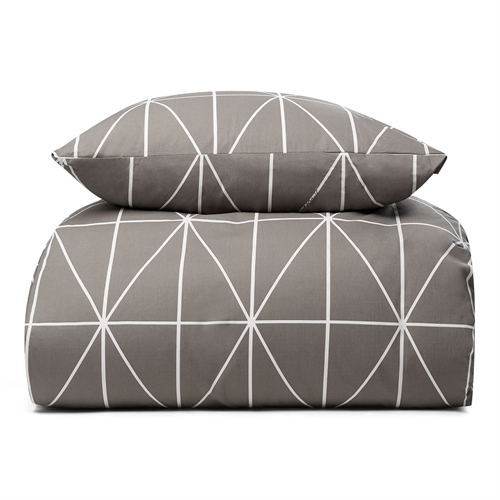 100% katoenen beddengoed - 140x200 cm - Lichtgrijs beddengoedset met harlekijnpatroon - Nordstrand Home dekbedovertrek