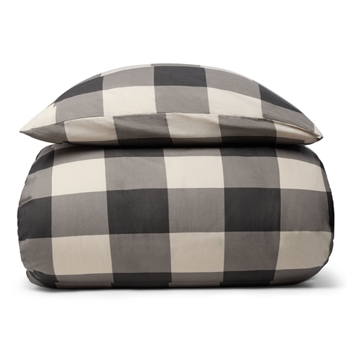Tweepersoons beddengoed 100% katoen - 200x220 cm - Grijs geruit beddengoedset - Nordstrand Home - Dekbedovertrek in 100% katoen