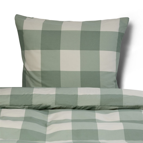 Beddengoed 100% katoen - 140x200 cm - Groen geruit beddengoed - Nordstrand Home dekbedovertrek