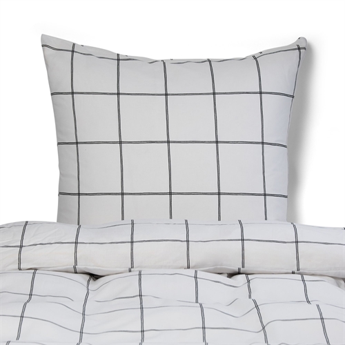 100% katoenen beddengoed - 140x200 cm - Wit dekbedovertrek met zwarte ruiten - Nordstrand Home dekbedovertrek