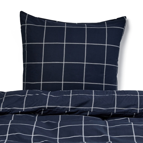 100% katoenen beddengoed - 140x220 cm - Donkerblauw dekbedovertrek met witte ruiten - Nordstrand Home dekbedovertrek
