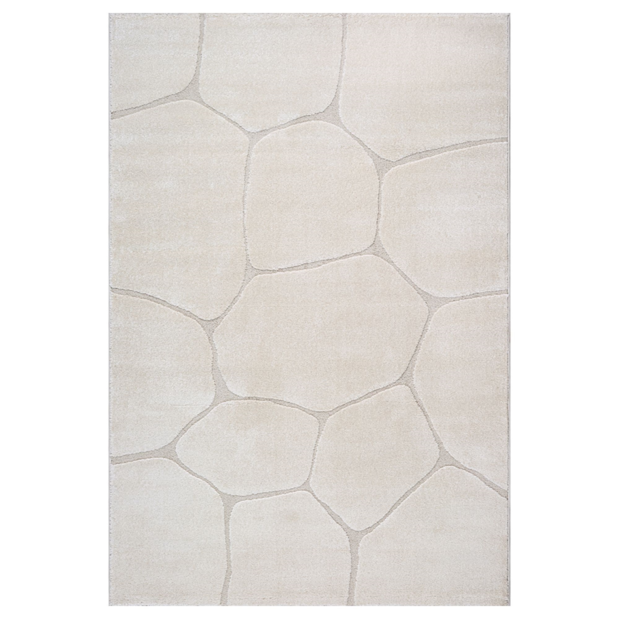 Vloerkleed - 140x200 cm - Geweven - Crèmekleurig - Steenpatroon - Elio - Nordstrand Home