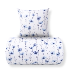 Beddengoed - Katoenen flanel beddengoed - Wit met blauwe bloemen