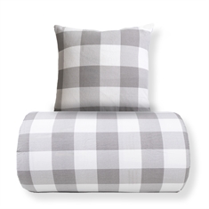 Beddengoed - Katoenen flanel beddengoed - Grijs-wit geruit