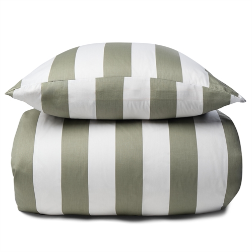 Beddengoed 100% zacht en luxe katoen satijn - 140x220 cm - Prachtige groene strepen - Nordic Stripe bedset van By Night