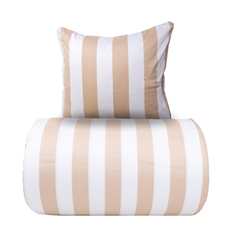 Beddengoed - 100% katoensatijn - Nordic Stripe - Brede natuurkleurige strepen