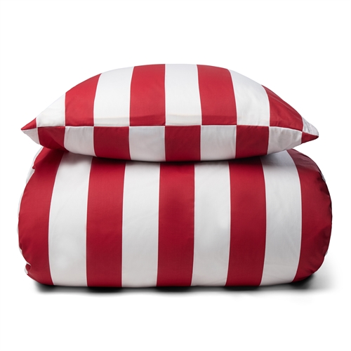Beddengoed 100% zacht en luxe katoen satijn - 200x200 cm - Prachtige rood strepen - Nordic Stripe bedset van By Night