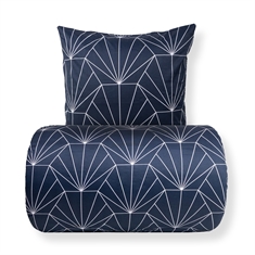 Beddengoed - Katoensatijn - Omkeerbaar blauw Hexagon print