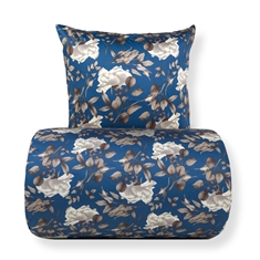 Beddengoed - katoen satijn - Blossom blue - bloemenprint
