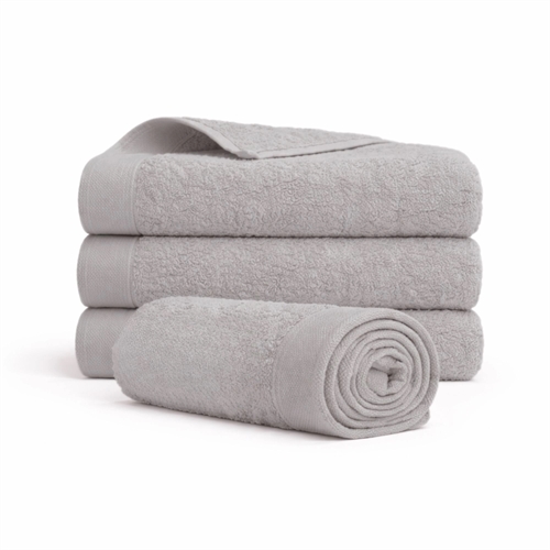 Katoenen handdoek - 100% katoen - 50x100 cm - Klaproos - Lichtgrijs