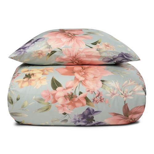 Tweepersoons bloemen beddengoed 200x200 cm - 100% zacht katoen satijn - Summer Bloom - By Night beddengoedset