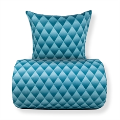 Beddengoed - 100% katoensatijn - Blauw 3D harlequinpatroon