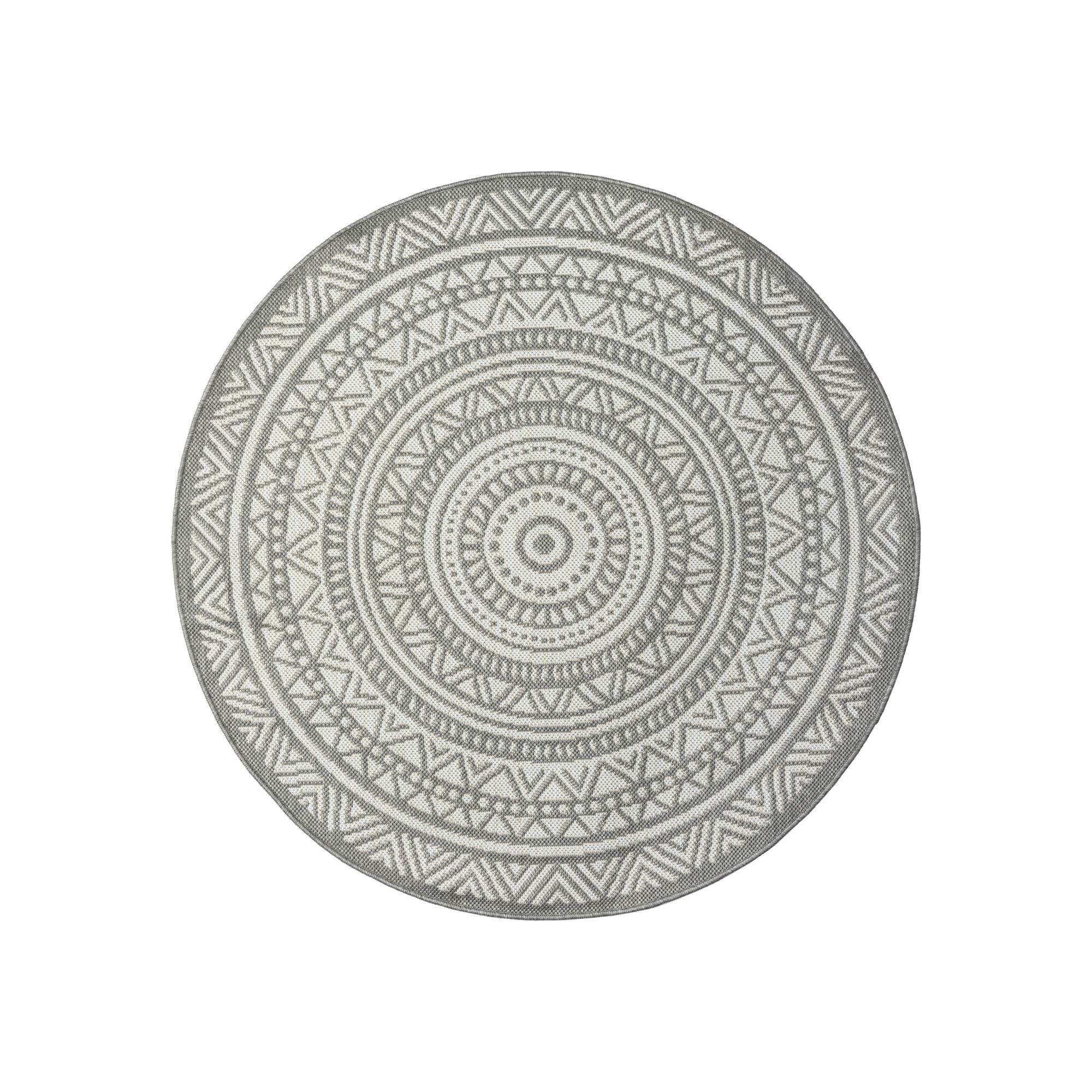 Rond vloerkleed - Ø 160 cm - Grijs met patroon - Buiten - Maestro - Nordstrand Home