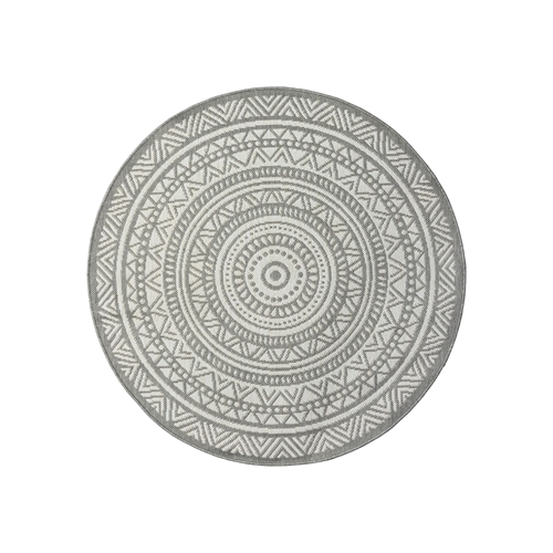 Rond vloerkleed - Ø 160 cm - Grijs met patroon - Buiten - Nordstrand Home