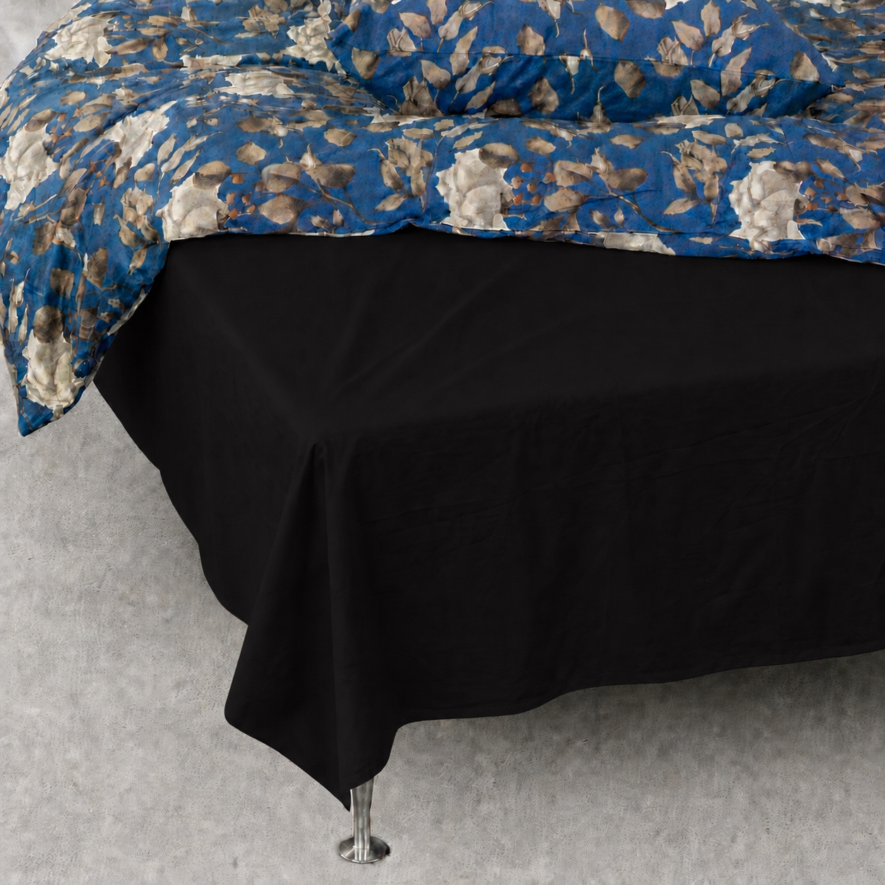 Laken - 150x250 cm - Zwart - 100% katoen satijn - Plat laken