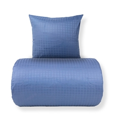 Beddengoed - 100% katoensatijn - Blauw jacquardgeweven - Effen
