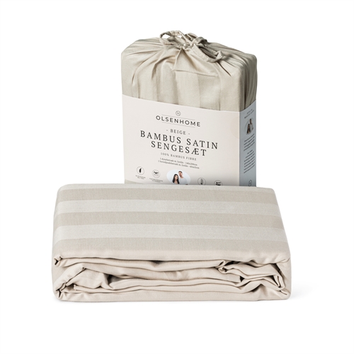 Bamboe beddengoed - 140x220 cm - 100% natuurlijk bamboe - OlsenHome - Beige satijn geweven dekbedovertrek