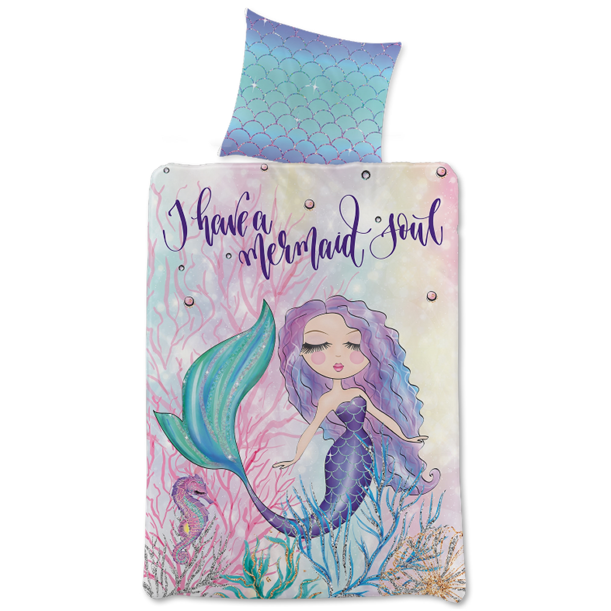 Zeemeermin beddengoed - 100% katoen - Kinderbeddengoed 140x200 cm - Mermaid Soul
