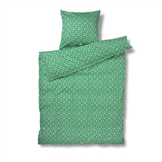 JUNA beddengoed - 100% biologisch katoensatijn - Pleasantly groen met bloemen