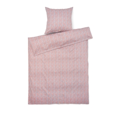 JUNA beddengoed - 100% biologisch katoensatijn - Pleasantly blauw met roze bloemen