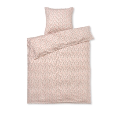 JUNA beddengoed - 100% biologisch katoensatijn - Pleasantly wit met roze bloemen