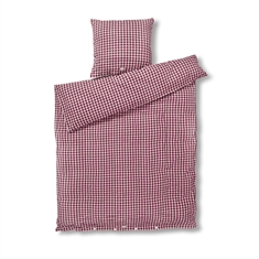 JUNA beddengoed 140x200 cm - 100% biologisch katoen - Seersucker beddengoed pruim/roze