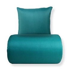Beddengoed - Microfiber - Effenkleurig met petrolkleurige strepen