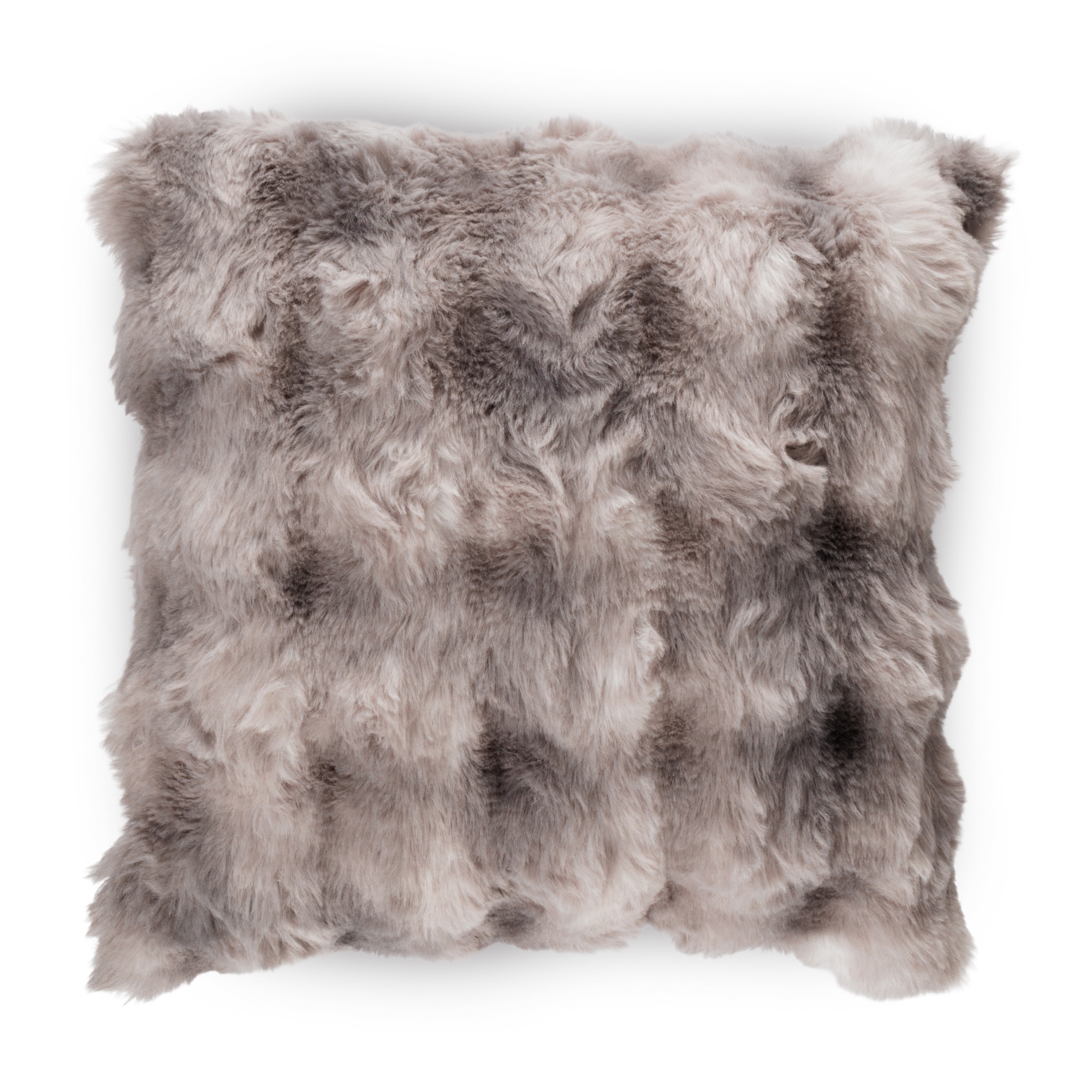 Fake fur sierkussen met bobbelstructuur - 45x45 cm - Grijs/wit