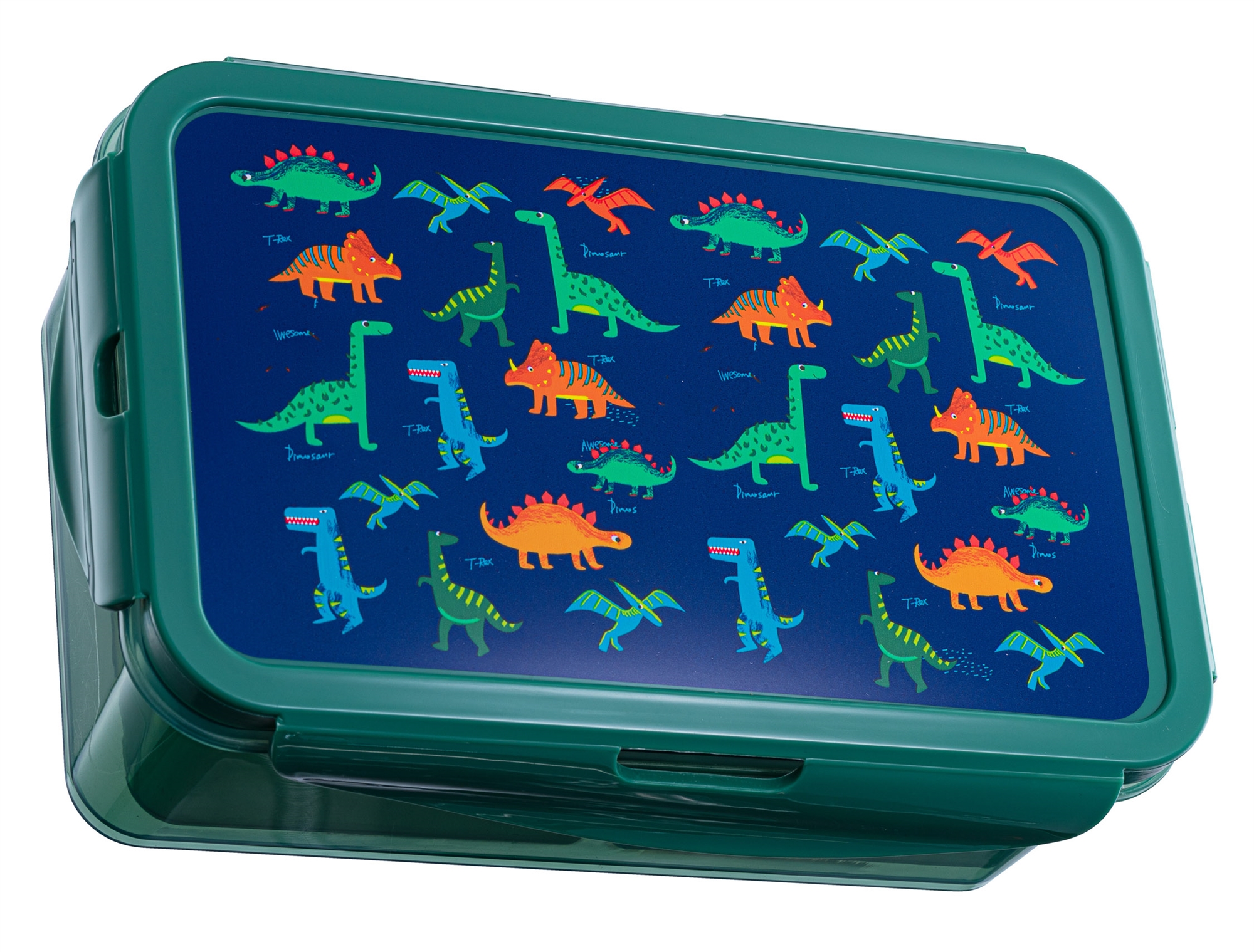 Groene dinosaurus lunchbox - Kinderlunchbox met 3 vakken