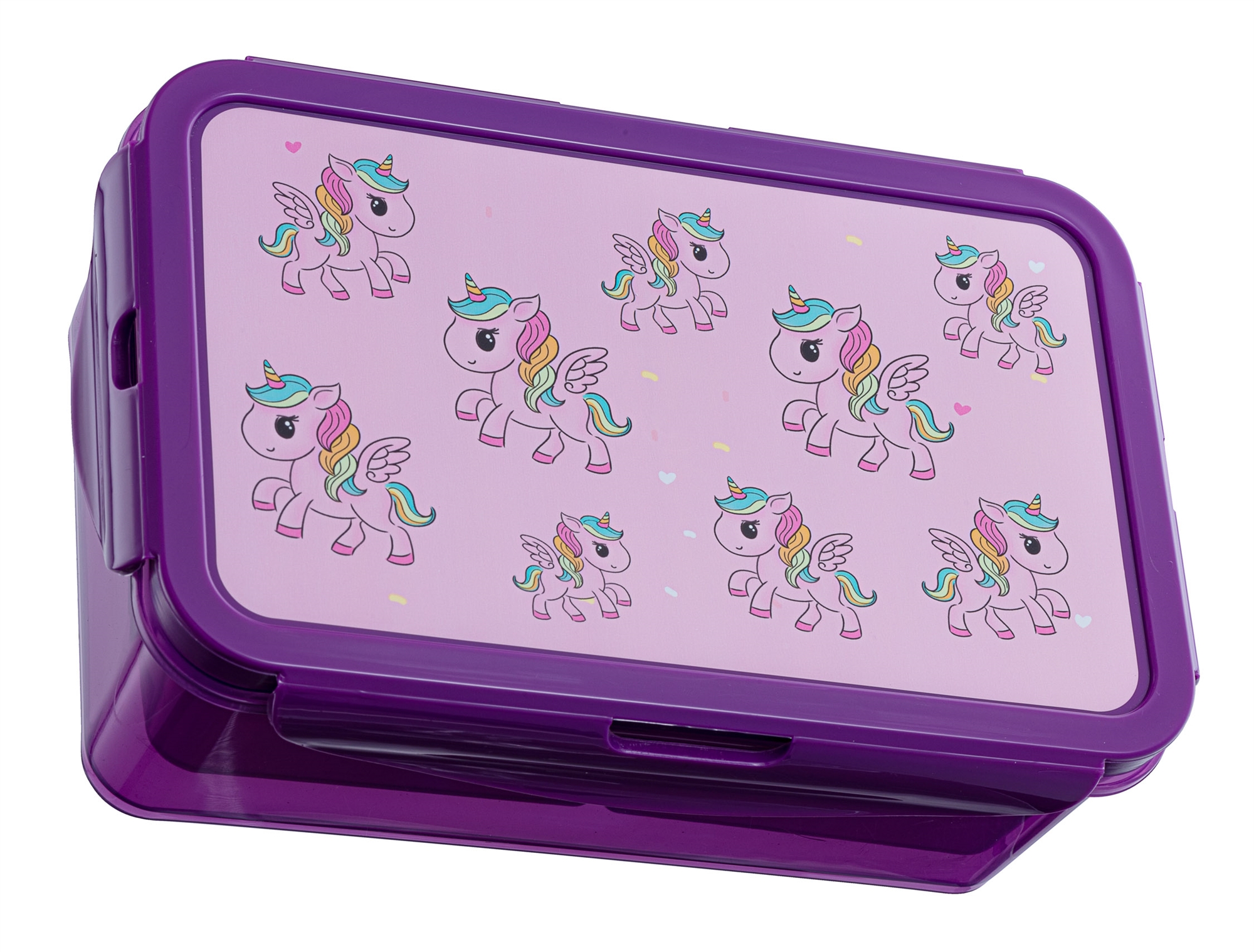 Lila eenhoorn lunchbox - kinderlunchbox met 3 vakken