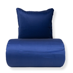 Beddengoed - 100% katoensatijn - Blauw met witte pipingrand