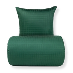 Beddengoed - GOTS-gecertificeerd biologisch katoensatin - Groene jacquardgeweven ruiten