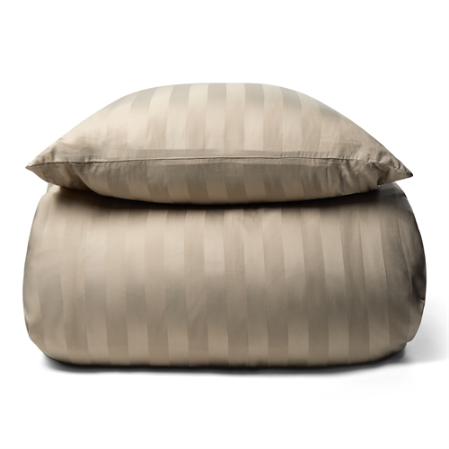 Bamboe beddengoed - 100% natuurlijk bamboe - 140x200 cm - Zandkleurig, jacquard geweven beddenset met strepen