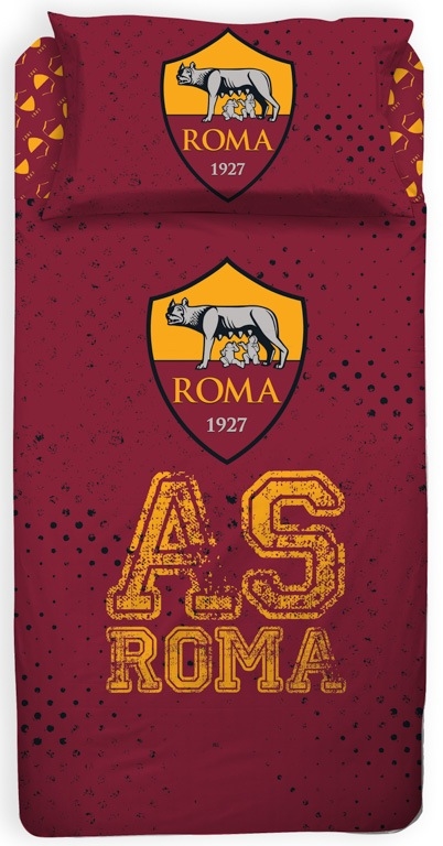 Voetbalbeddengoed - 100% katoen - Kinderbeddengoed 140x200 cm - A.S. Roma