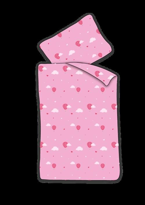 Baby beddengoed 70x100 cm - Roze dekbedovertrek met luchtballonnen - 100% zacht katoenen beddengoed