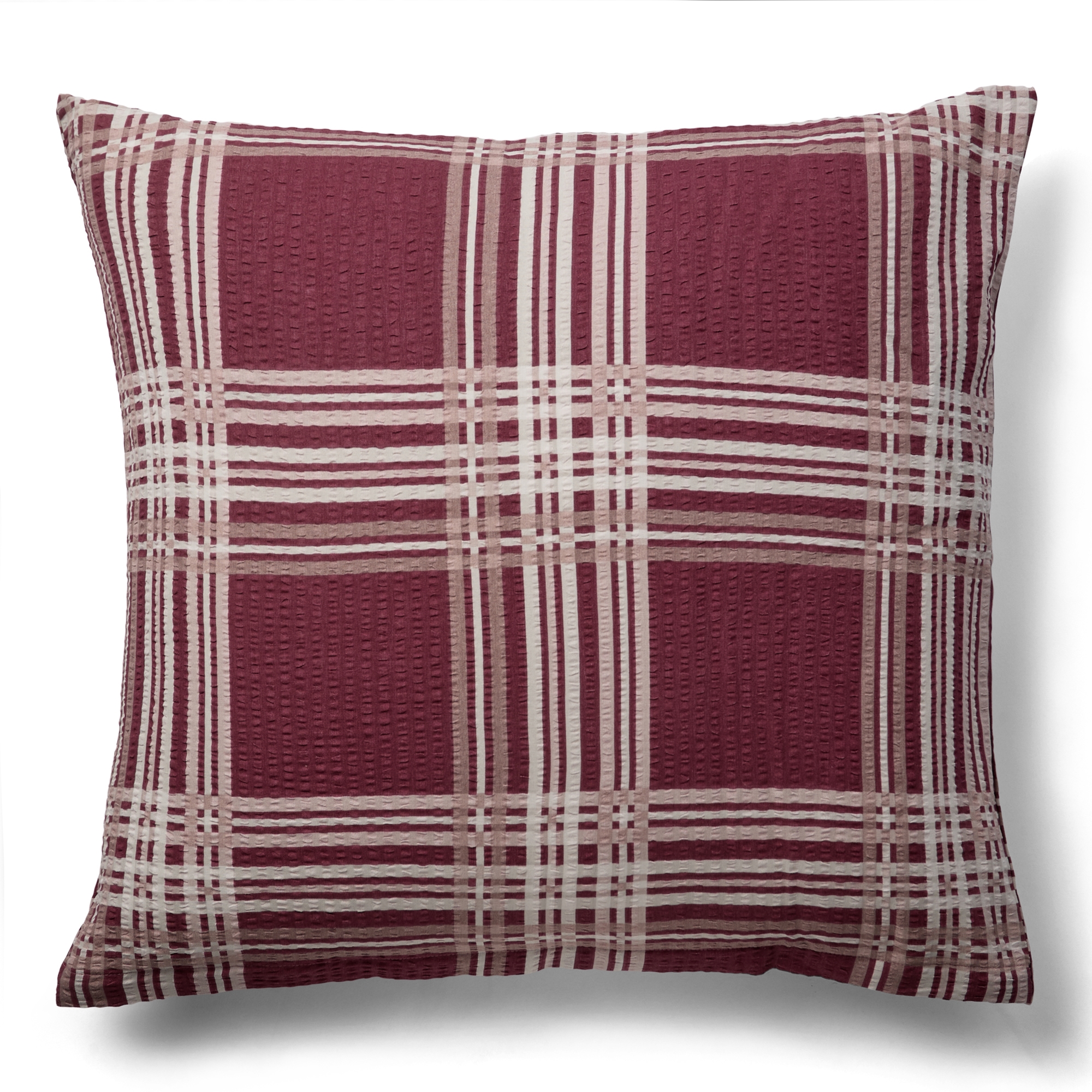 Kussensloop 60x63 cm - Seersucker beddengoed - 100% katoen krep - rood geruit