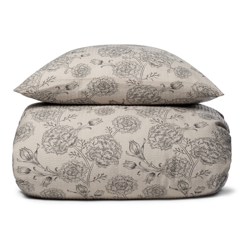Seersucker beddengoed 140x220 cm - Bloemen beddengoedset - 100% katoen - Krepp bedlinnen - By Night 