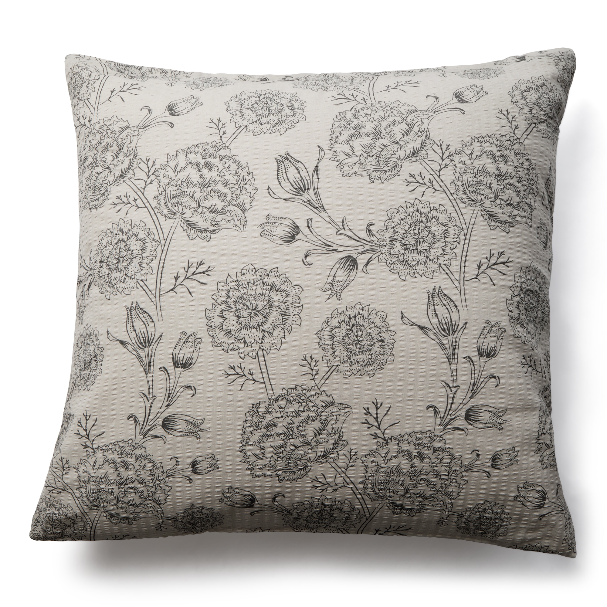 Kussensloop 60x63 cm - Seersucker beddengoed - 100% katoenen krep - zandkleurige bloemenprint