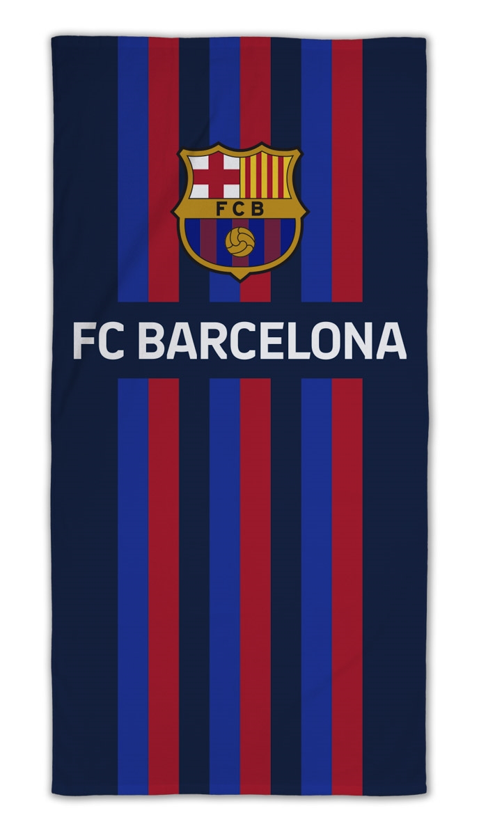 Gestreepte Barcelona handdoek - 70x140 cm - 100% katoen - Zachte badhanddoek met het FC Barcelona logo
