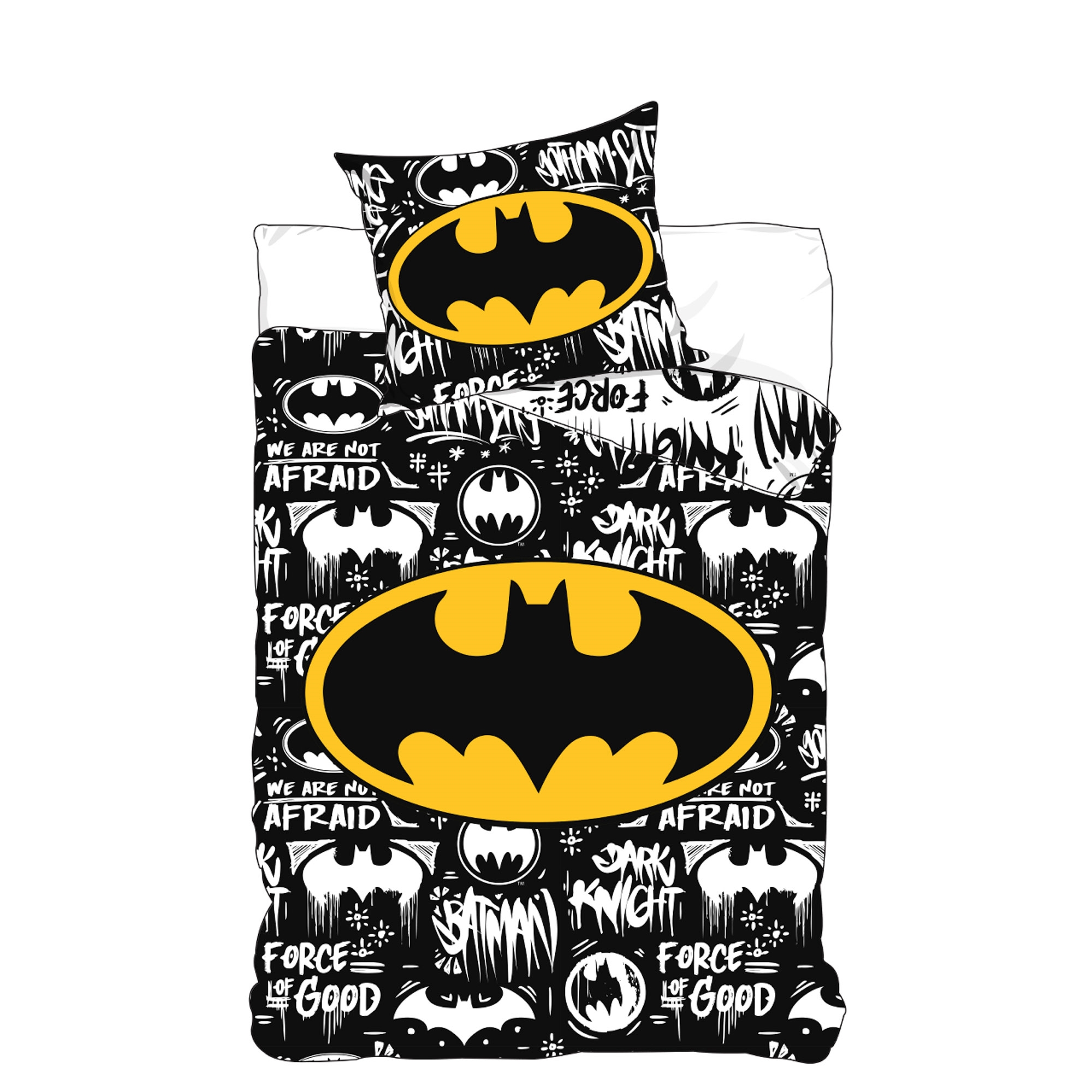 Batman beddengoed - 100% katoen - Kinderbeddengoed 140x200 cm - Grafisch bedrukte logo's