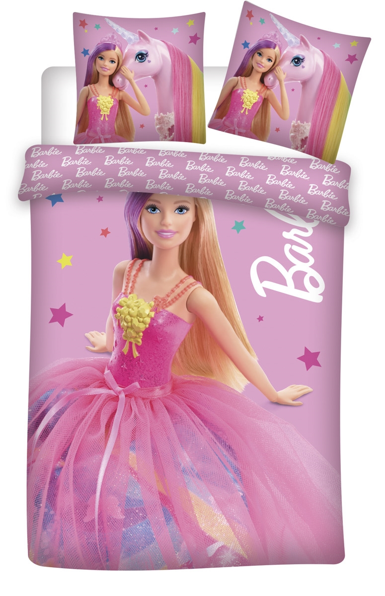 Barbie beddengoed - 100% katoen - Junior dekbedovertrek 100x140 cm - Barbie en sterren
